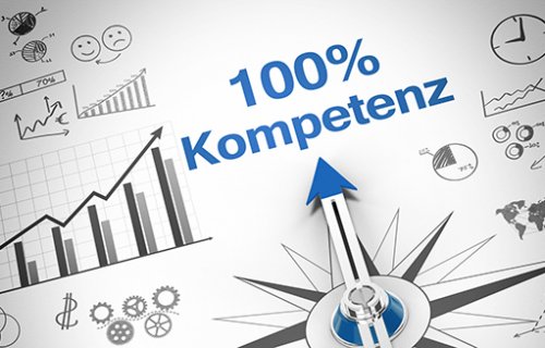 Grafik mit der Aufschrift 100 Prozent Kompetenz