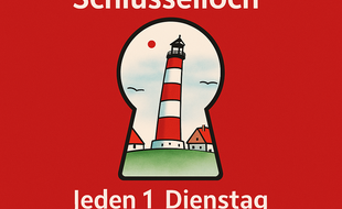 Leuchturm im Schlüsselloch; Text: Jeden 1. Dienstag 2026, online, kostenfrei
