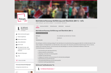 Forum plus – Info zum Seminar BR 1 mit Terminen, Inhalten und Referent.