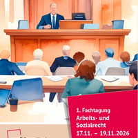 Flyer-Titelbild der 1. Fachtagung Arebits- und Sozialrecht