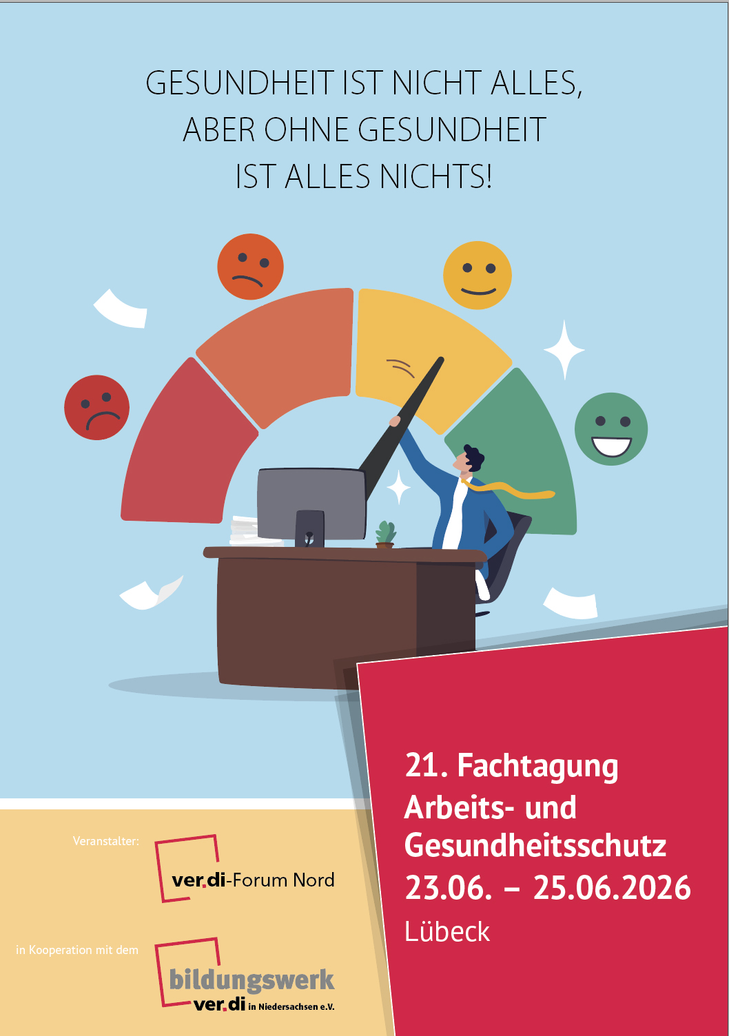 Flyer-Titelbild der 21. Fachtagung Arbeits- und Gesundheitsschutz 2026