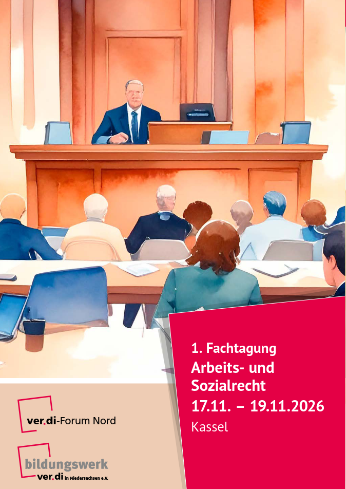 Flyer-Titelbild der 1. Fachtagung Arebits- und Sozialrecht